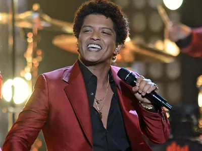 Bruno Mars performing live on stage